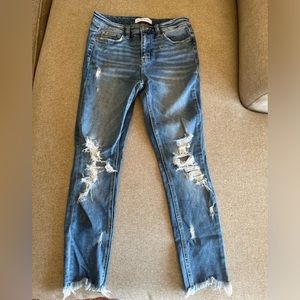 Women’s denim distressed skinny jeans dark blue size 27
